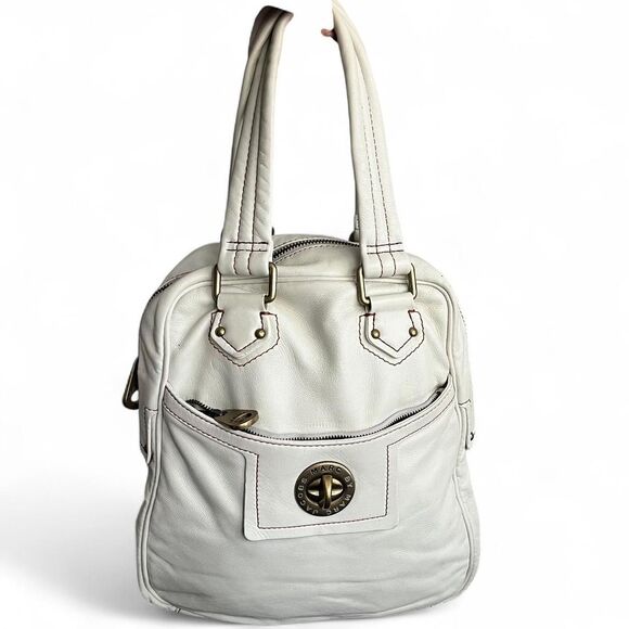 Marc Jacobs White Leather Satchel Turn Lock Tote - Picture 1 of 7